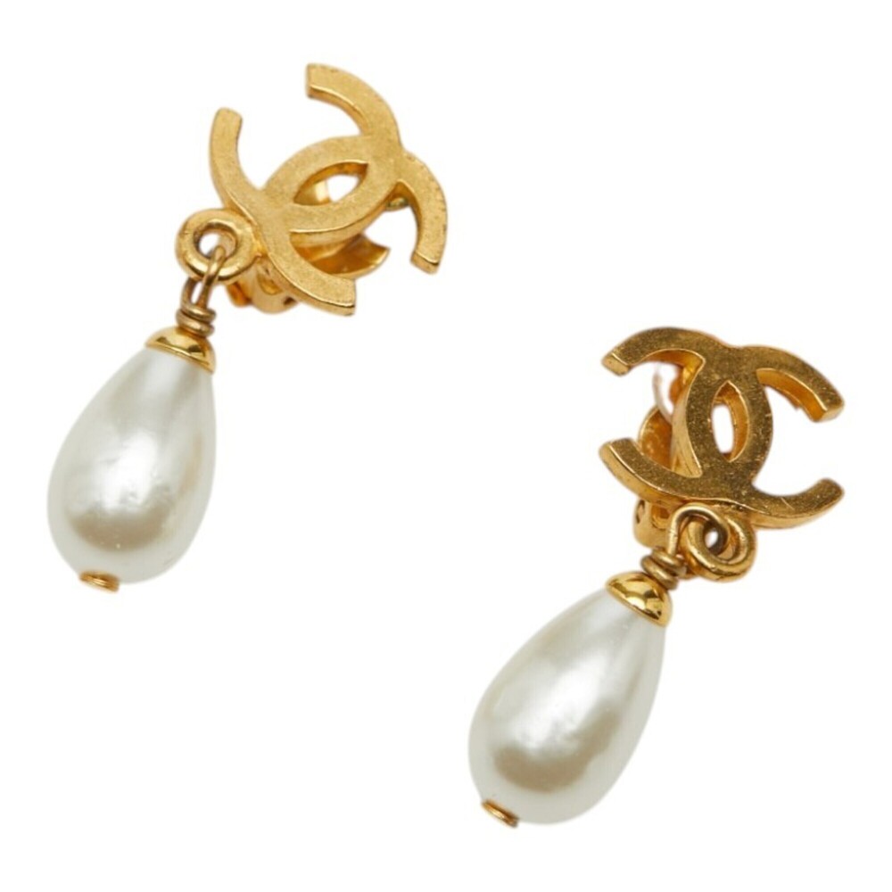 CHANEL Pearl Logo Earrings